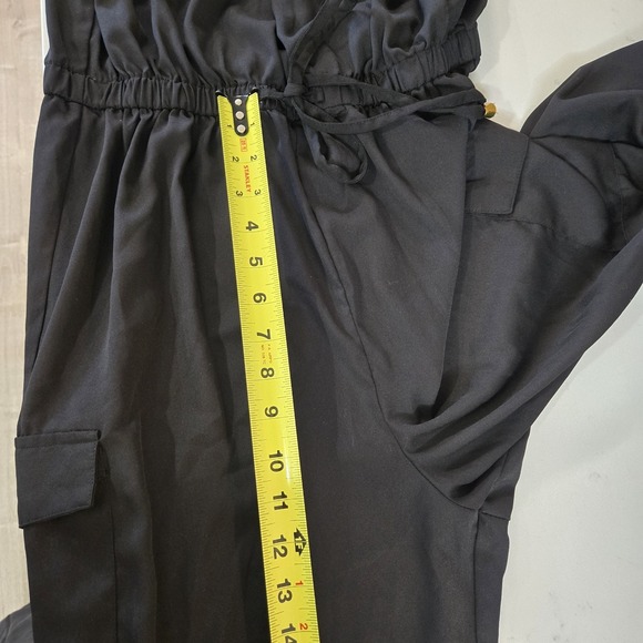 Line of Blush Strapless Jumpsuit XL Black Harem Jogger Cargo Pockets Drawstring - Picture 9 of 12